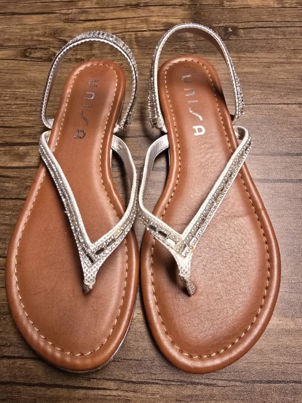 Unisa Snake Print Rhinestone Sandals Women's 8.5 EUC
